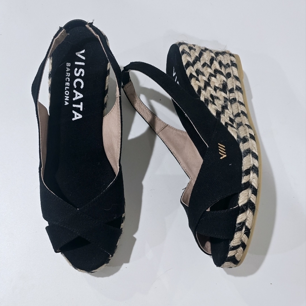 Viscata Black Peep Toe Espadrilles